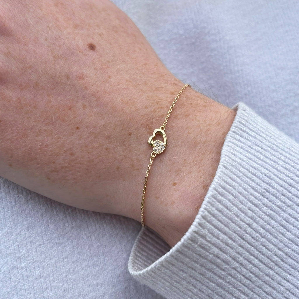 Gold Double Heart Bracelet | Effy