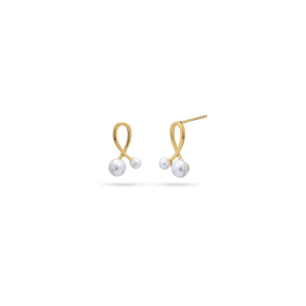 Gold Double Pearl Stud Earrings | Anartxy