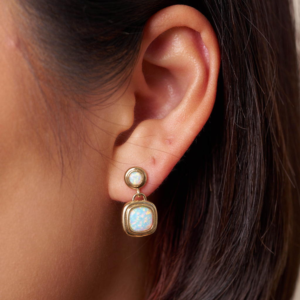 Gold Opal Drop Stud Earrings | Azure