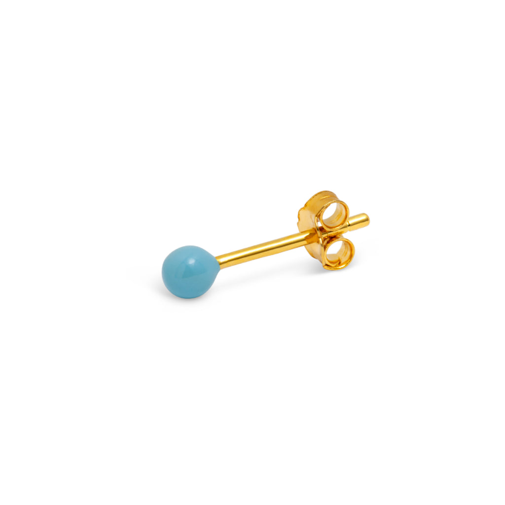 Gold Enamel Coloured Ball Single Stud Earring