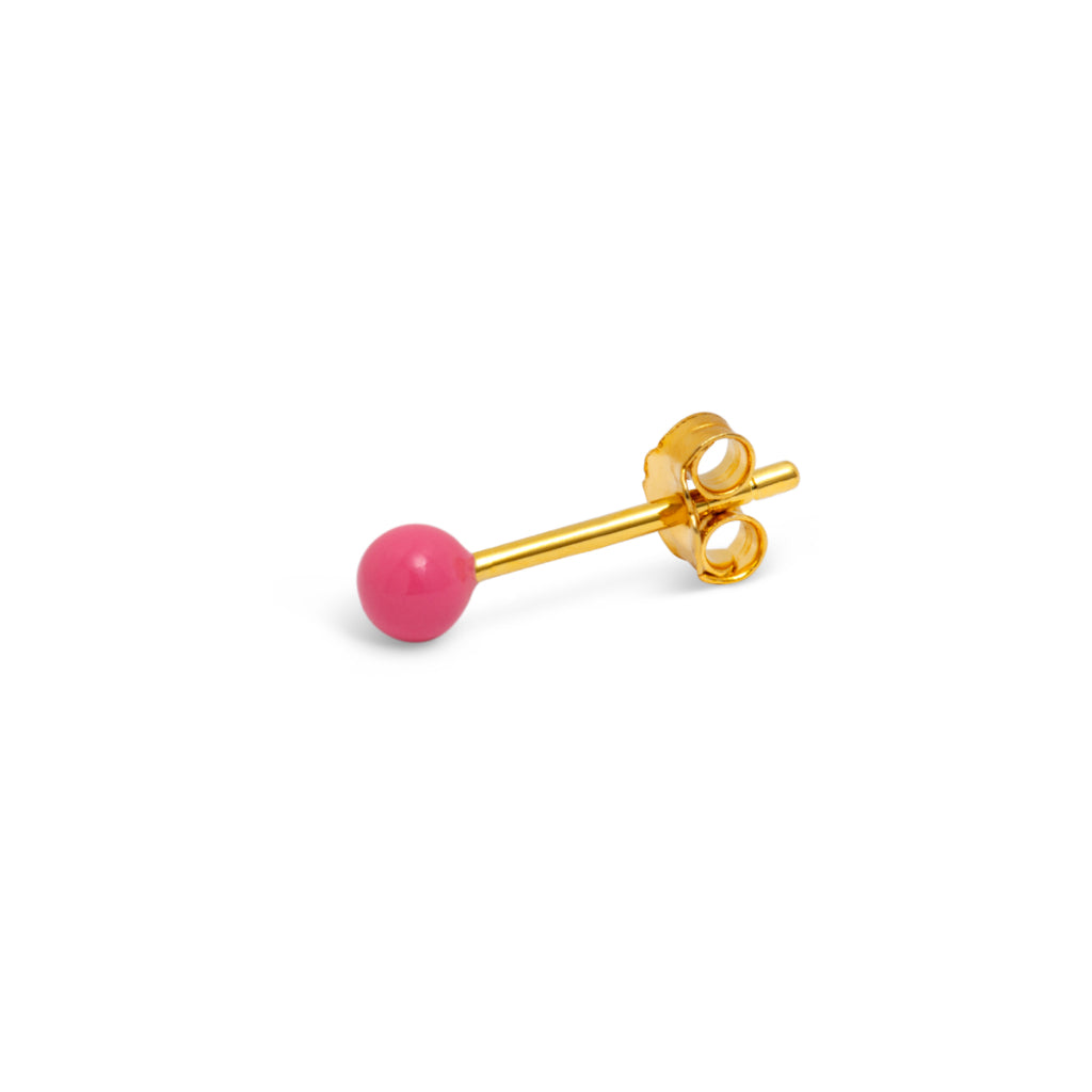 Gold Enamel Coloured Ball Single Stud Earring