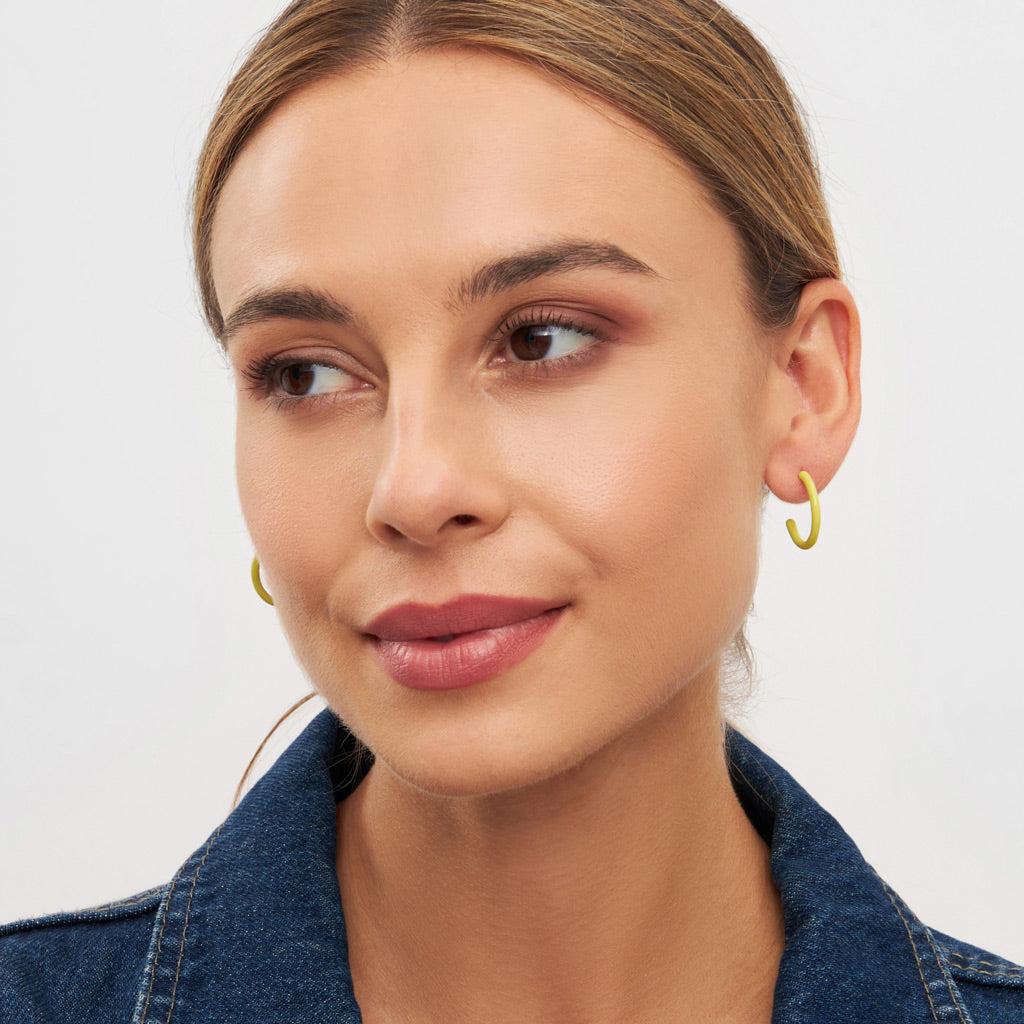 Gold Enamel Coloured Hoop Earrings