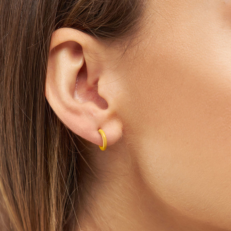 Gold Enamel Coloured Single Hoop Earring