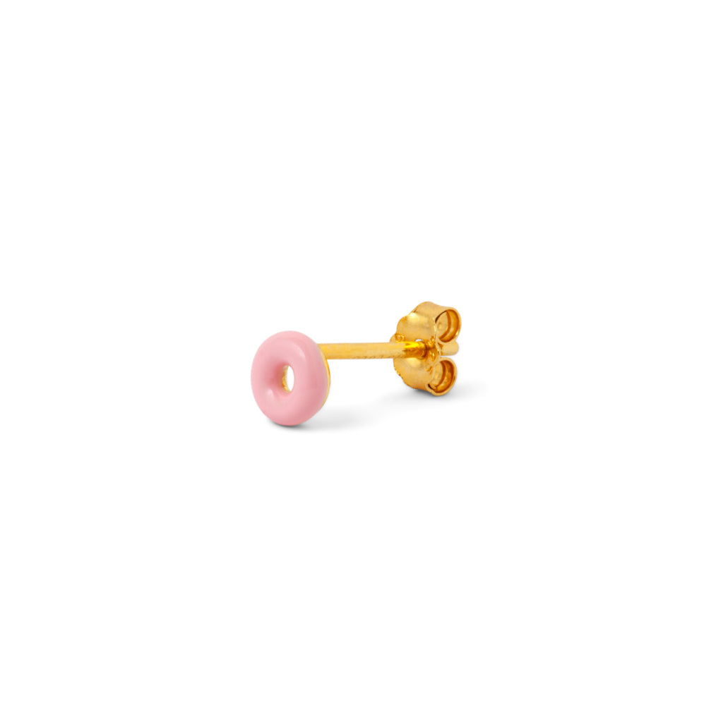 Gold Enamel Donut Single Stud Earring