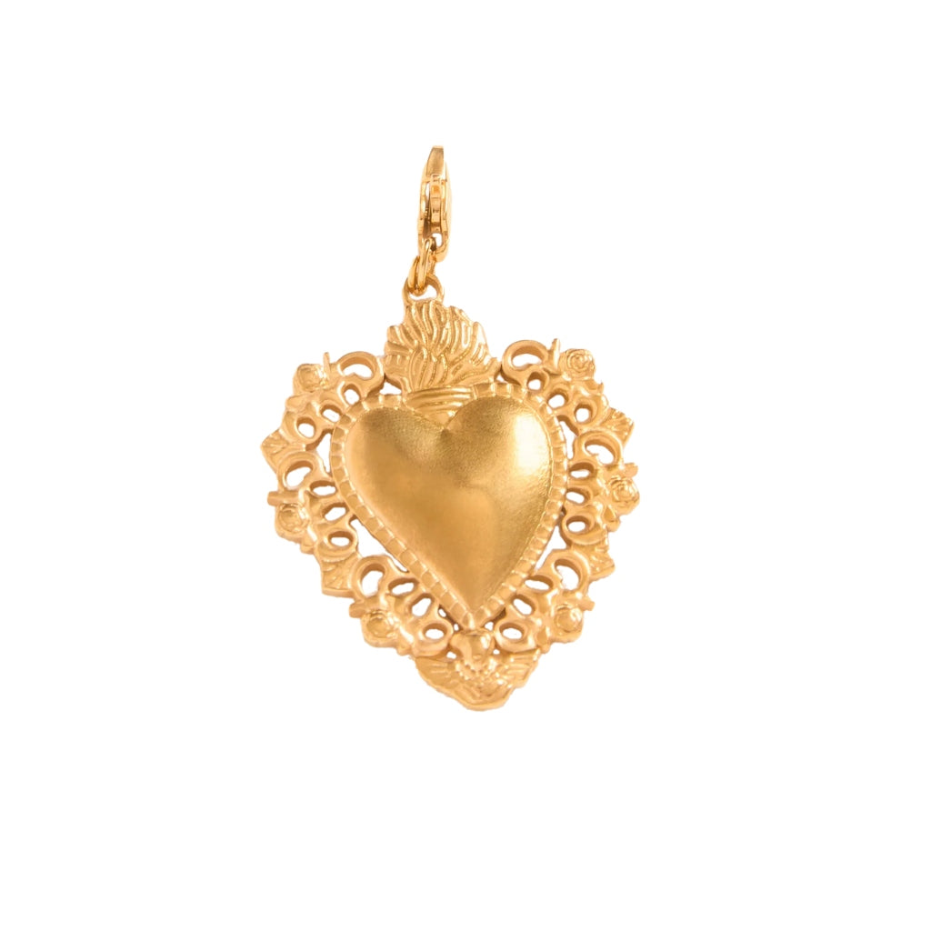 Gold Ex-Voto Heart Charm | Coraçao | Palas