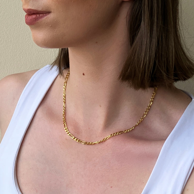Ferrara Gold Figaro Chain Necklace
