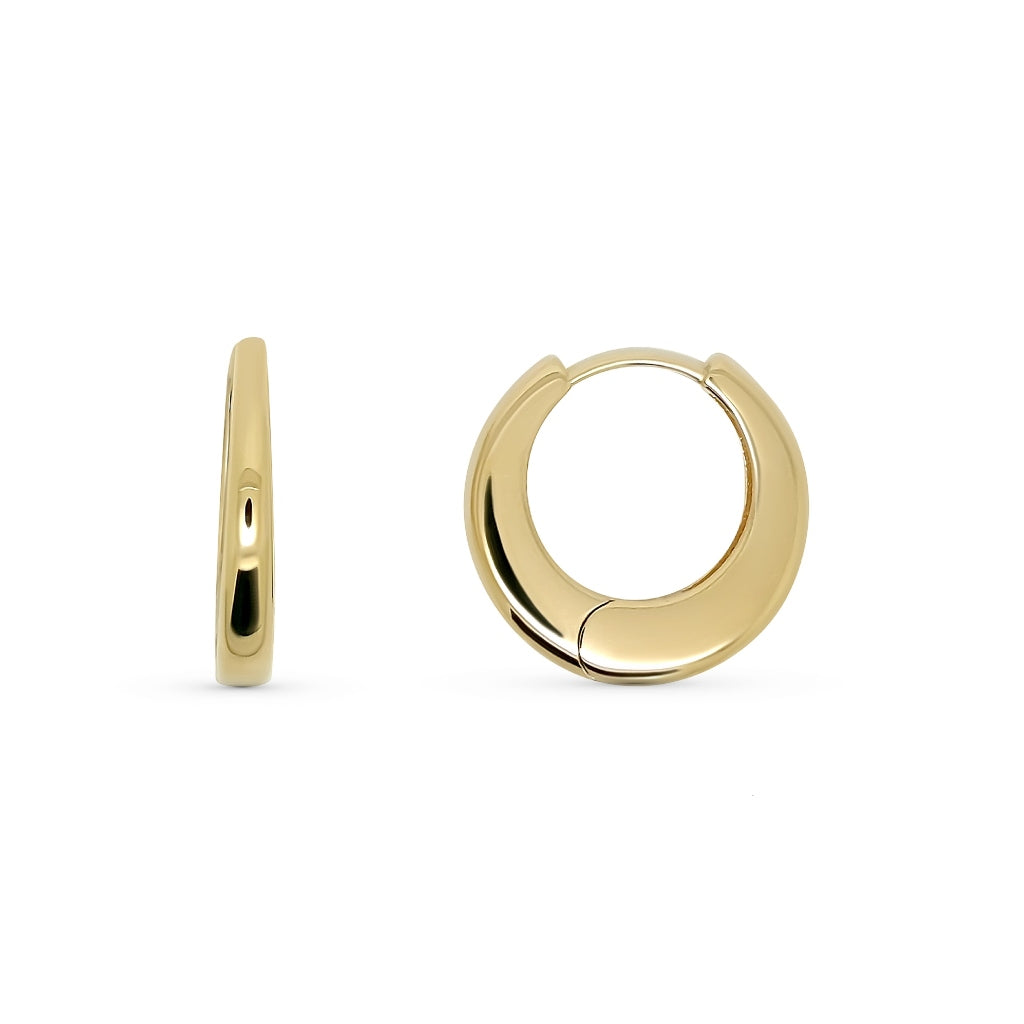 Gold Flat Round Hoop Earrings 