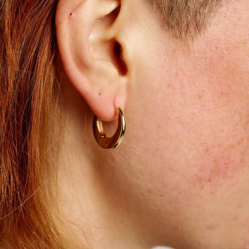 Gold Flat Round Hoop Earrings 