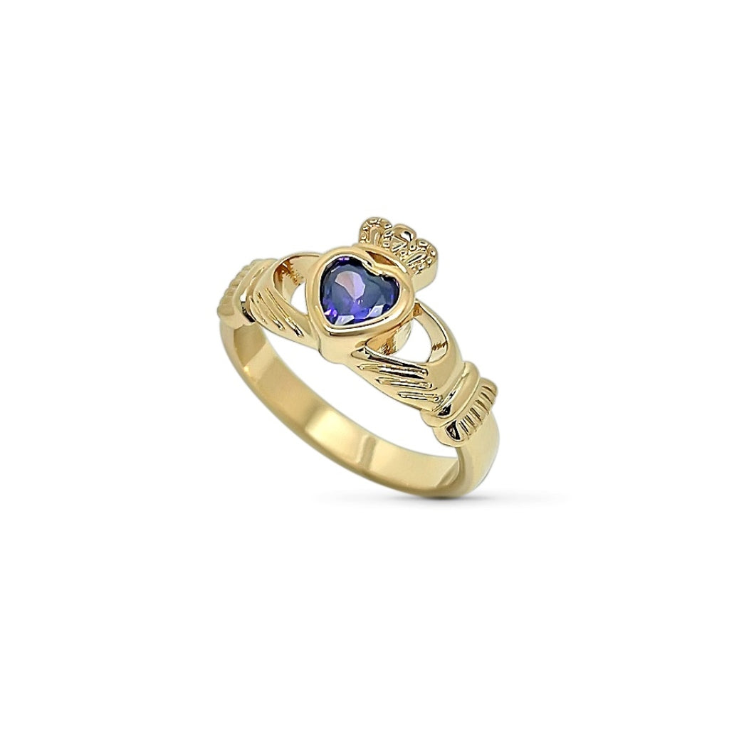 Gold Gemstone Claddagh Ring