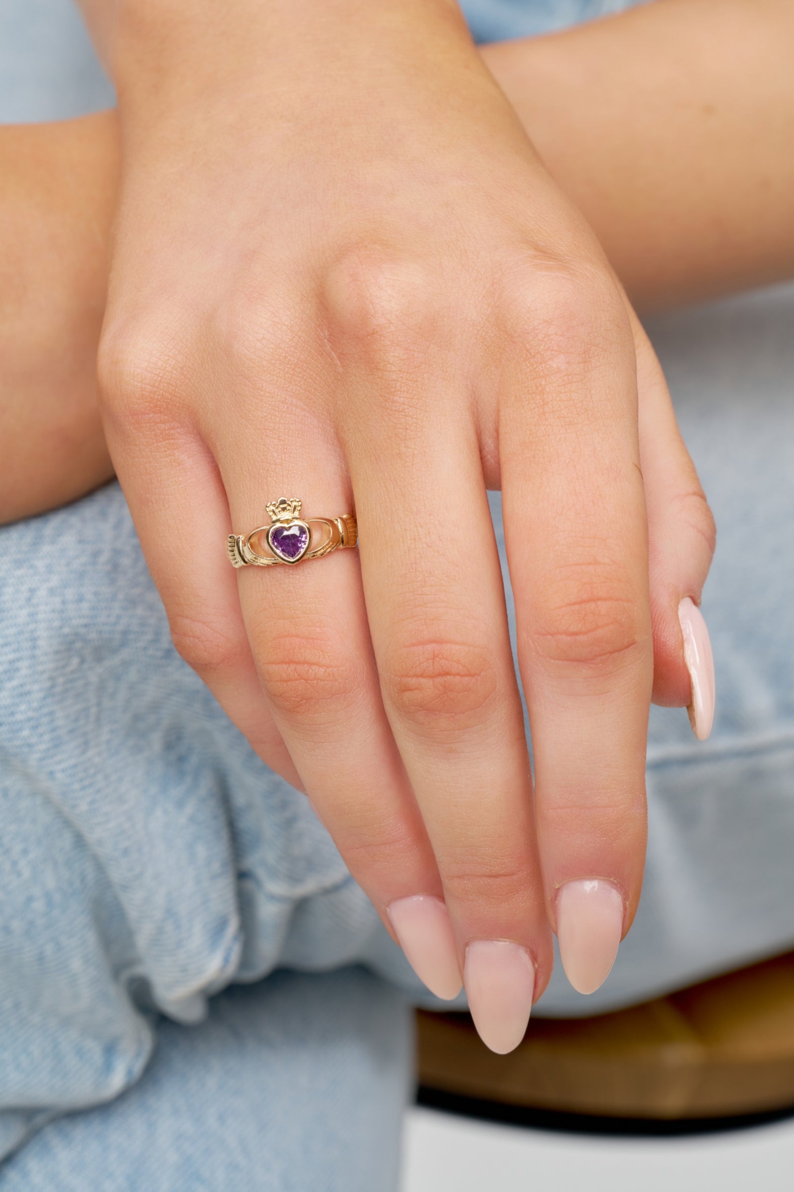 Gold Gemstone Claddagh Ring | Riona