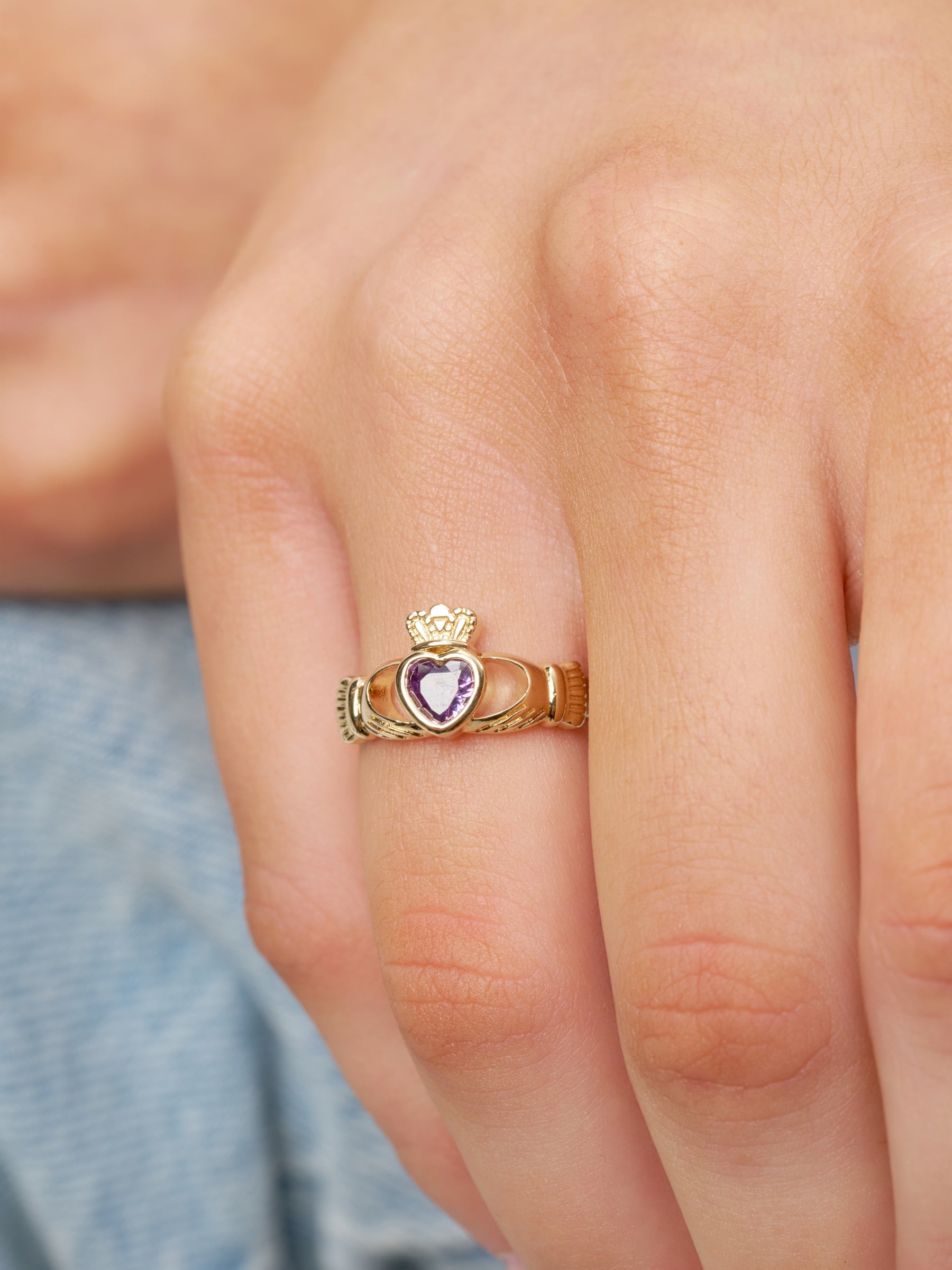 Gold Gemstone Claddagh Ring | Riona