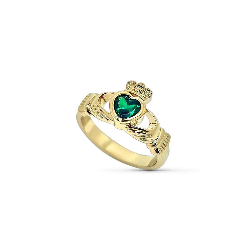 Gold Gemstone Claddagh Ring