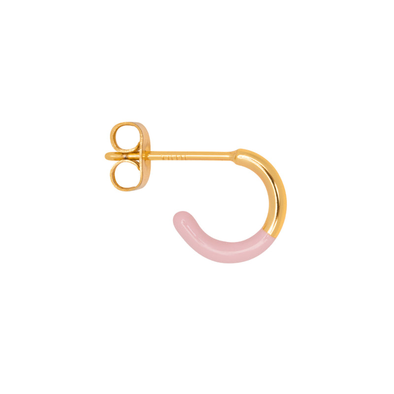 Gold Half Dip Enamel Coloured Single Hoop Earring