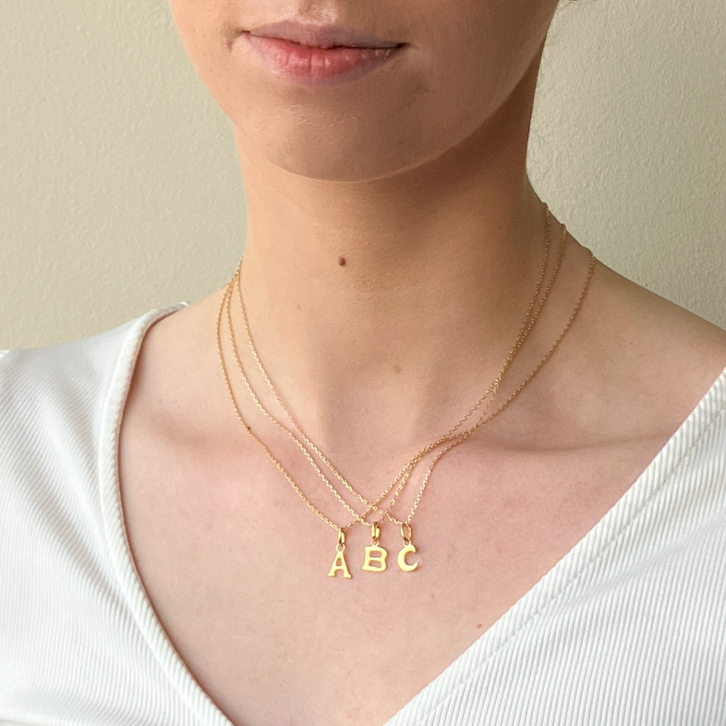 Gold Letter Pendant Necklace