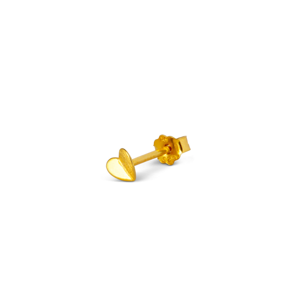 Gold Love Heart Single Stud Earring