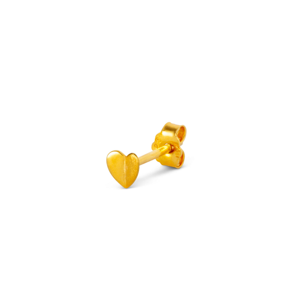 Gold Love Heart Single Stud Earring