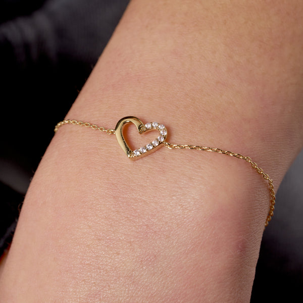 Gold Loveheart Cut Out Bracelet 