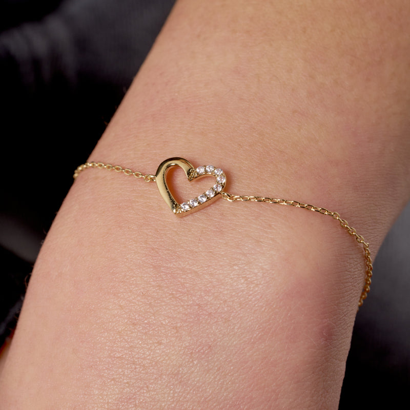 Gold Loveheart Cut Out Bracelet 