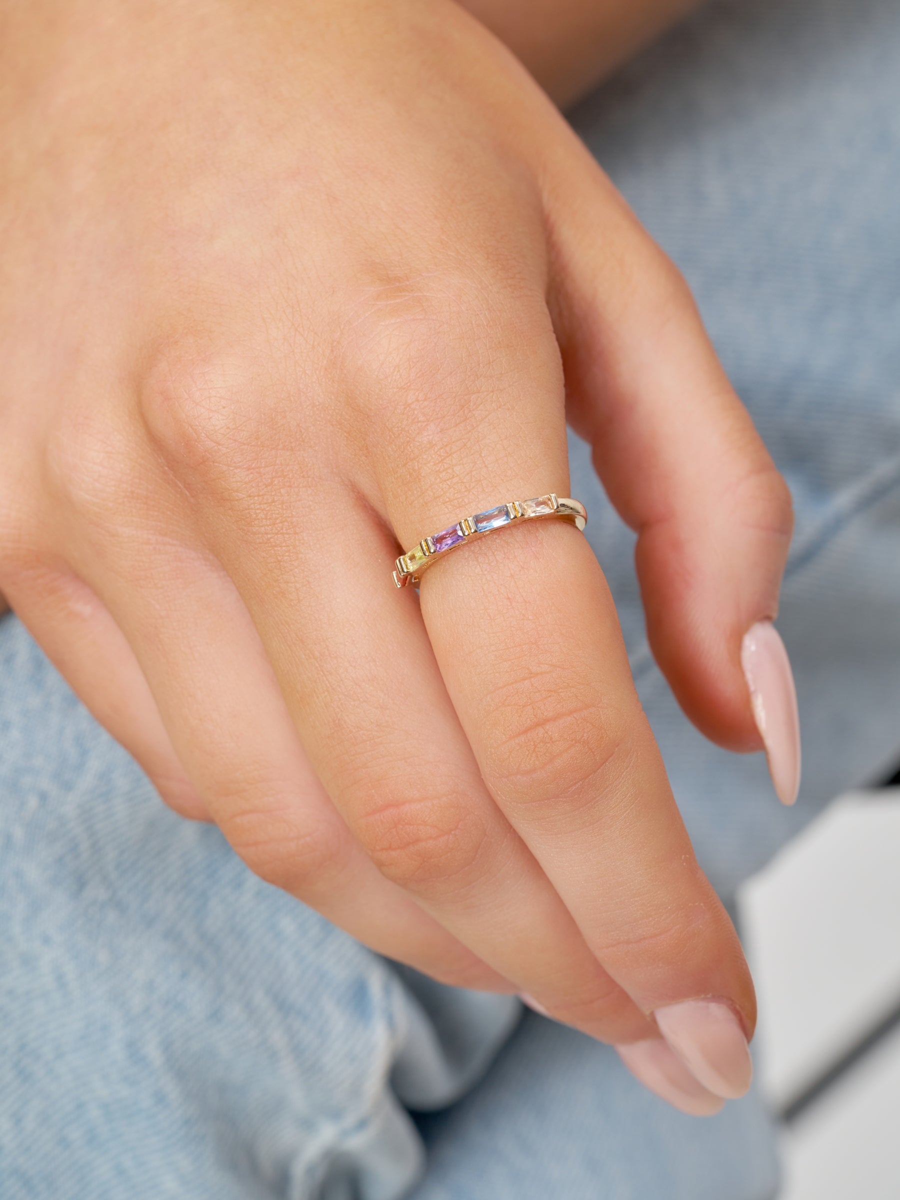 Gold Multi Colour Band Ring | Mira