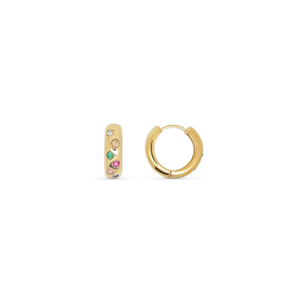 Gold Multicolour Hoop Earrings