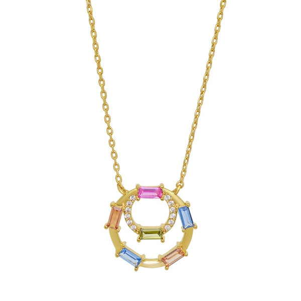 Gold Multicolour Two Circle Necklace