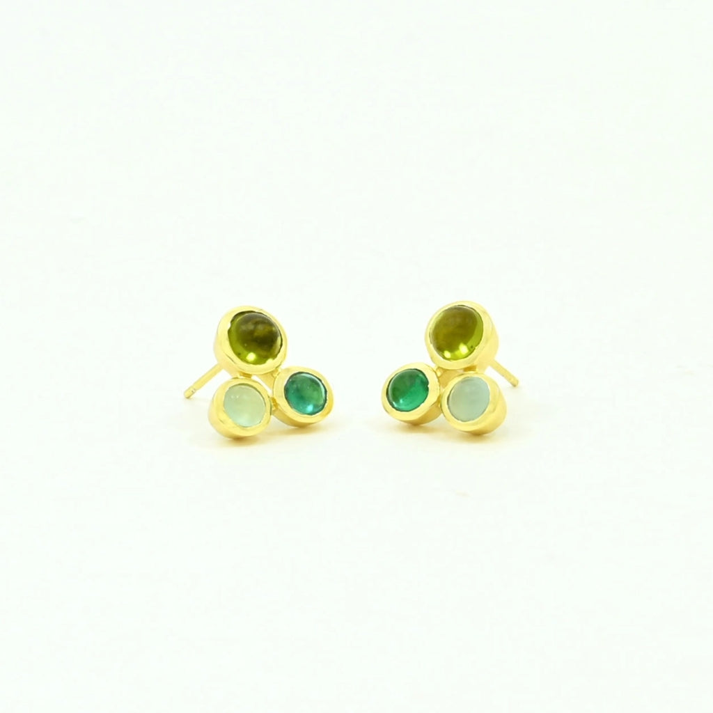 Gold Three Circle Stud Earrings | Ada | Noyre