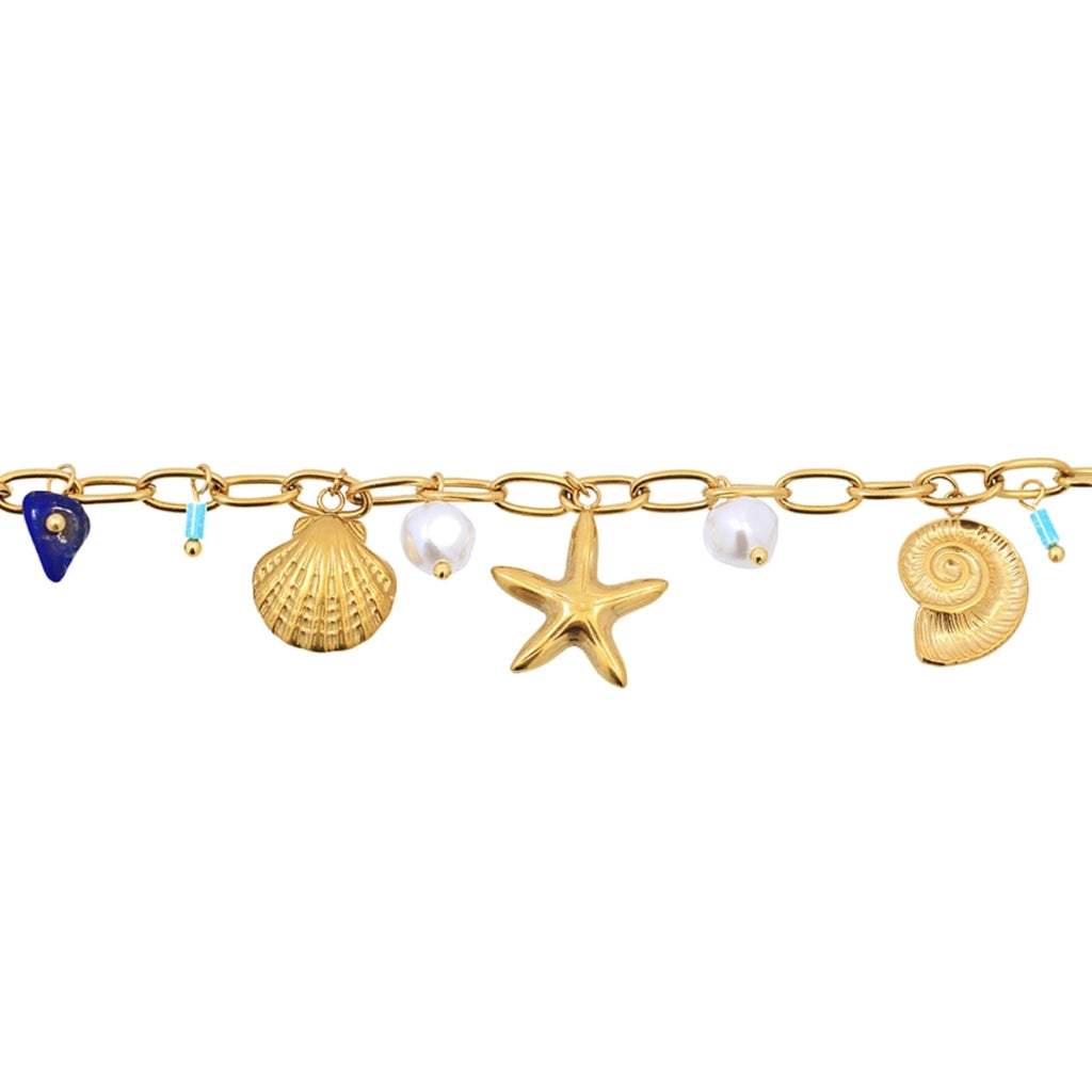 Gold Ocean Charm Bracelet | Anartxy