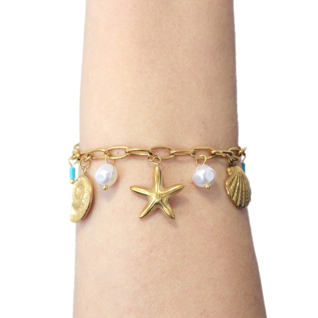 Gold Ocean Charm Bracelet | Anartxy