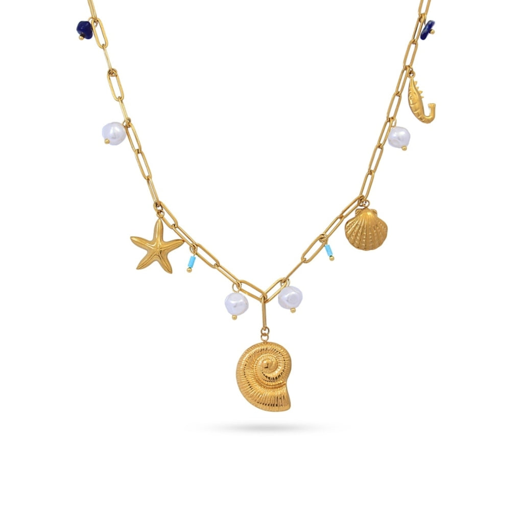 Gold Ocean Charm Necklace | Anartxy