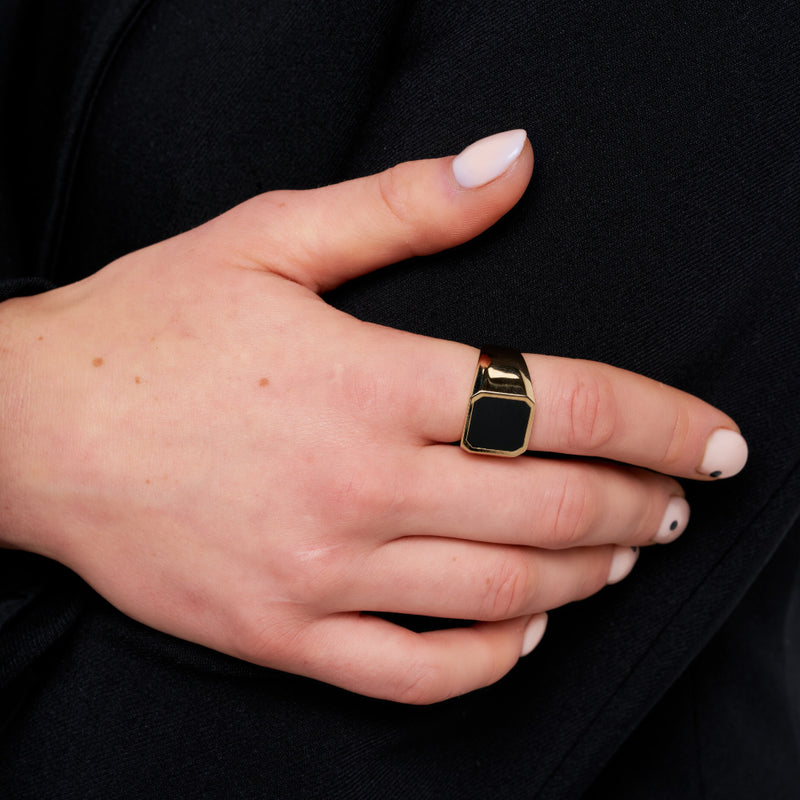 Gold Onyx Square Signet Ring