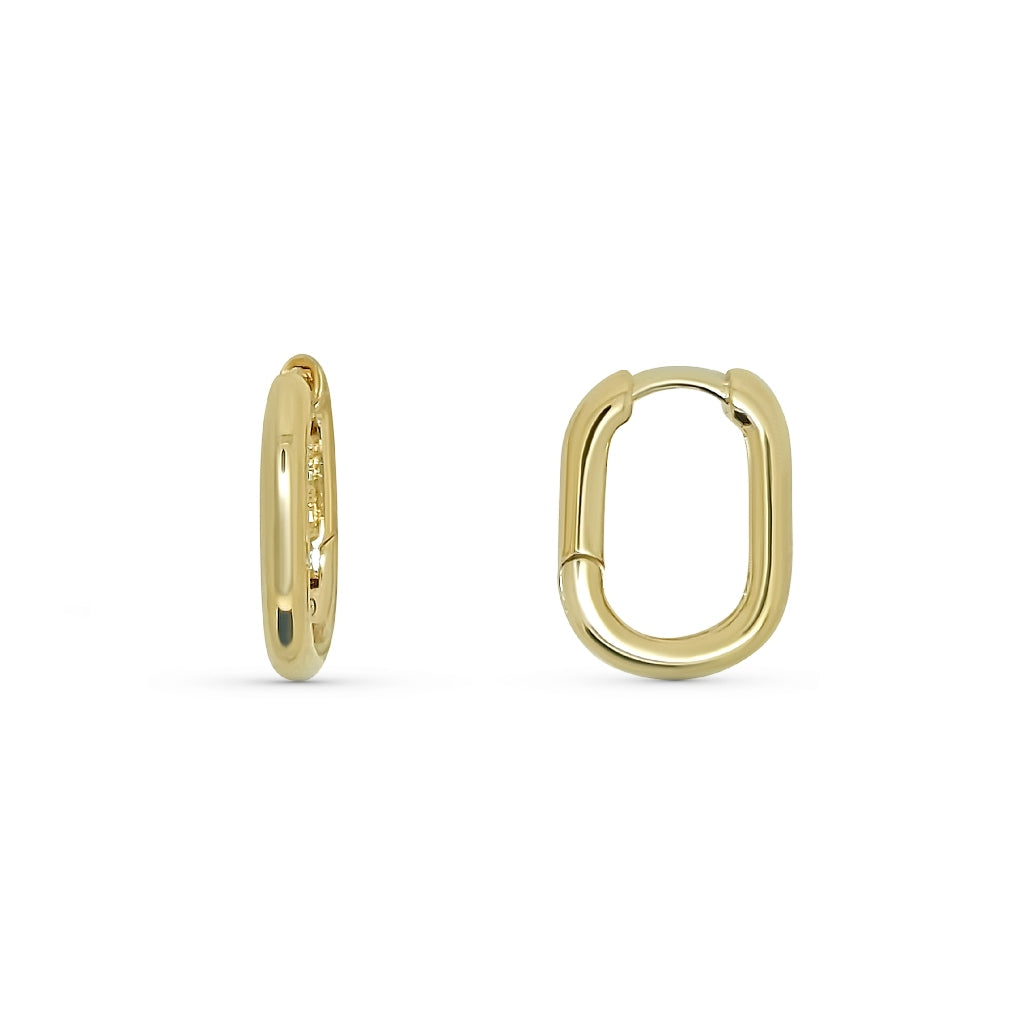 Gold Oval Huggie Hoop Earrings | Sata