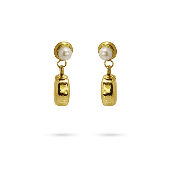 Gold Pearl Drop Stud Earrings | Anartxy