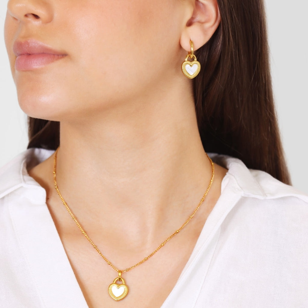 Gold Two Faces Heart Charm Earrings | Anartxy