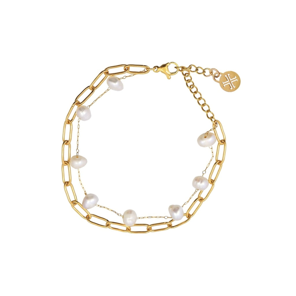 Gold Pearl Paperclip Bracelet | Anartxy