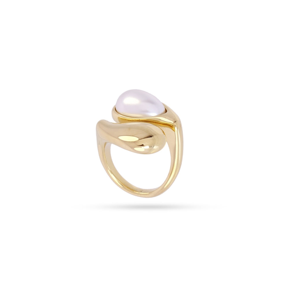 Gold Pearl Split Ring | Anartxy