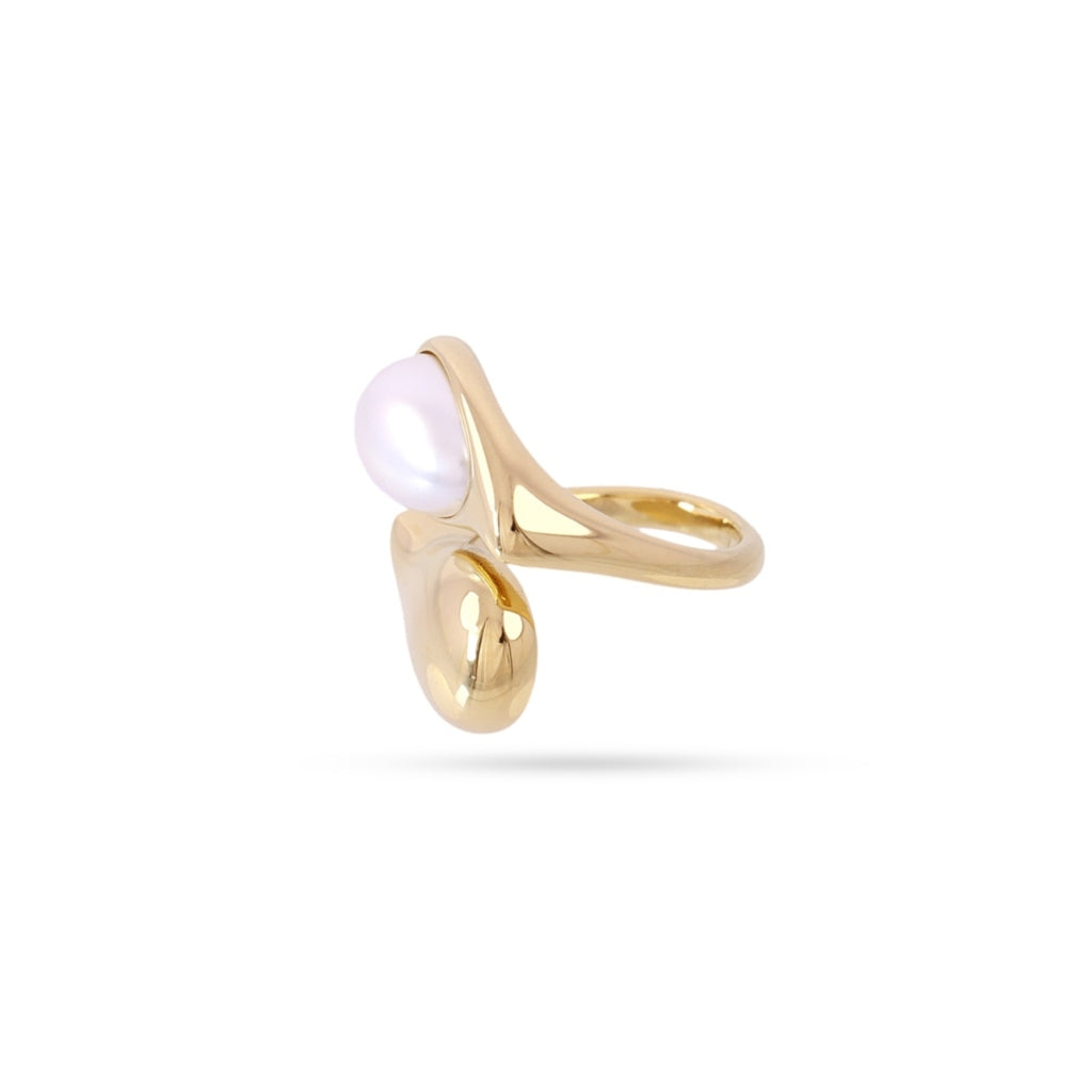 Gold Pearl Split Ring | Anartxy