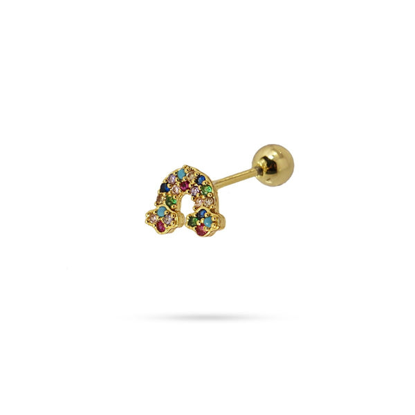 Gold Rainbow Ball Back Stud Earrings | Anartxy