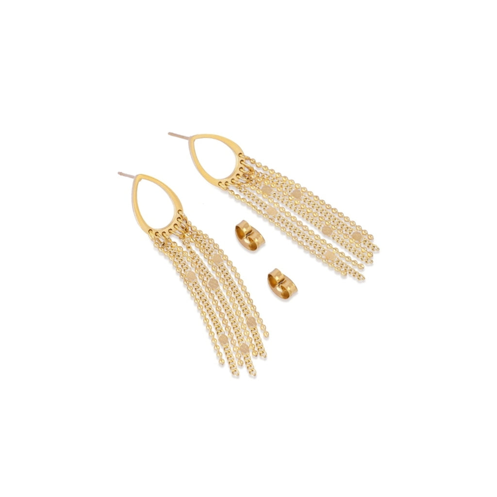 Gold Multi Strand Drop Stud Earrings | Anartxy