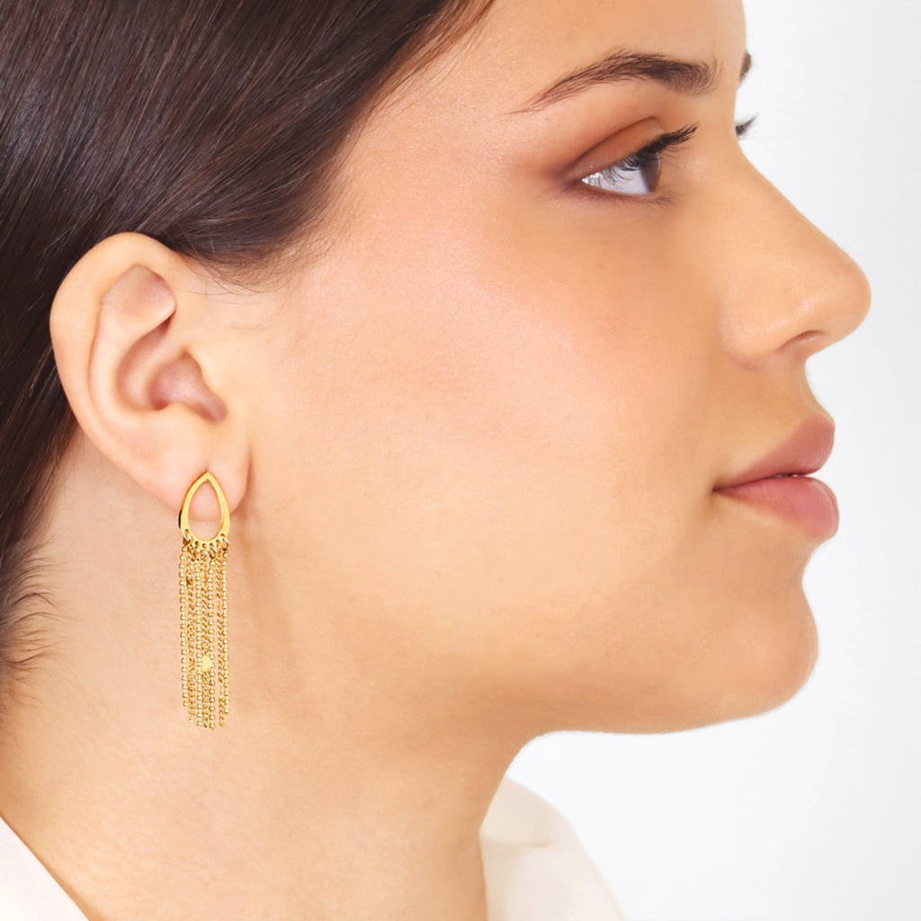 Gold Multi Strand Drop Stud Earrings | Anartxy
