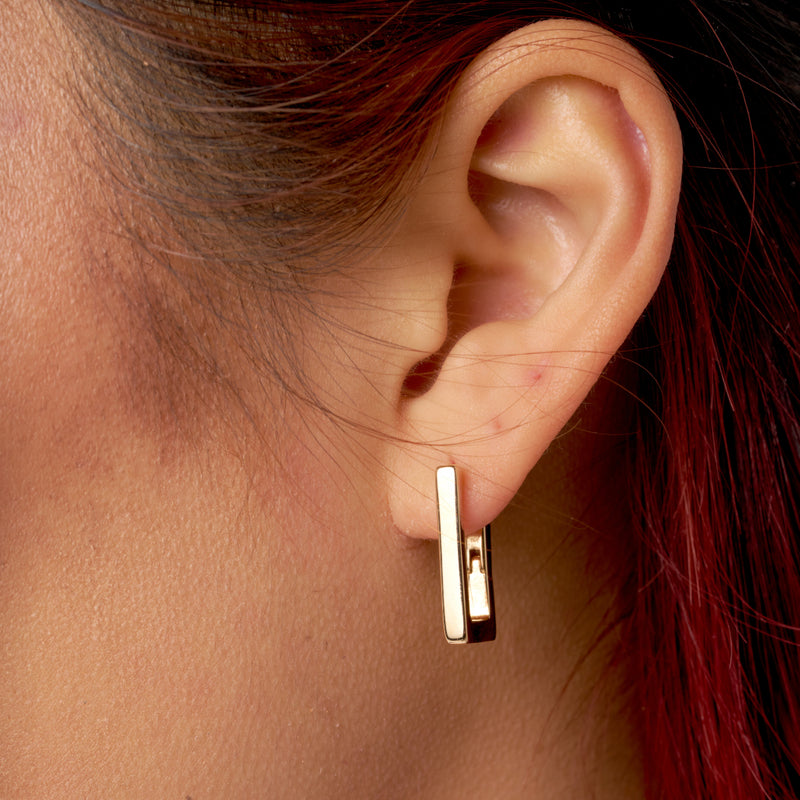 Gold Rectangle Hoop Earrings | Tilli