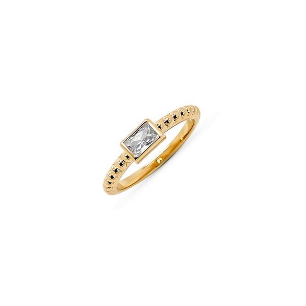 Gold Rectangle Stone Ring