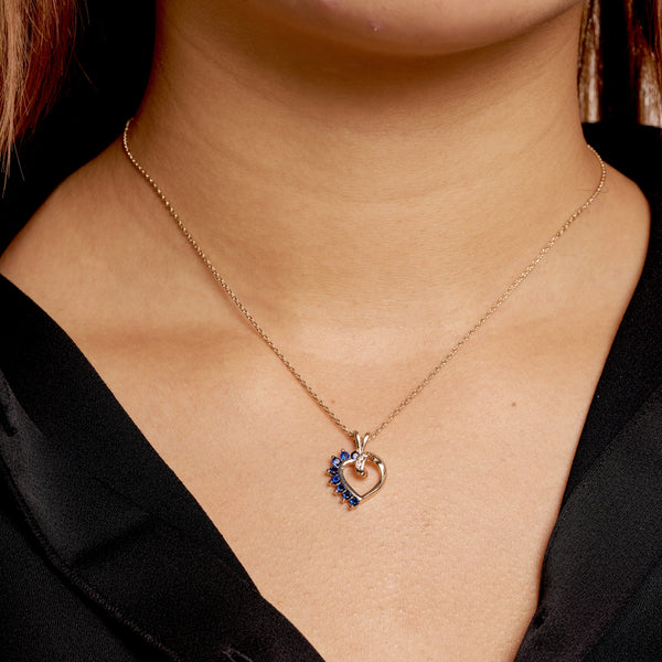 Gold Sapphire Detail Loveheart Necklace