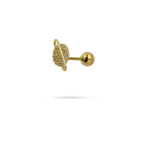 Gold Saturn Ball Back Stud Earrings | Anartxy