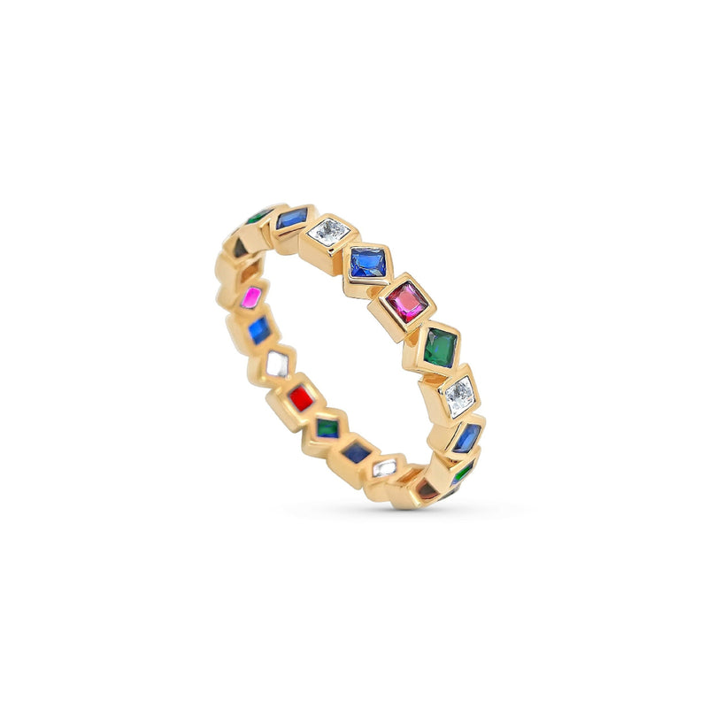 Gold Square Detail Ring Multicolour