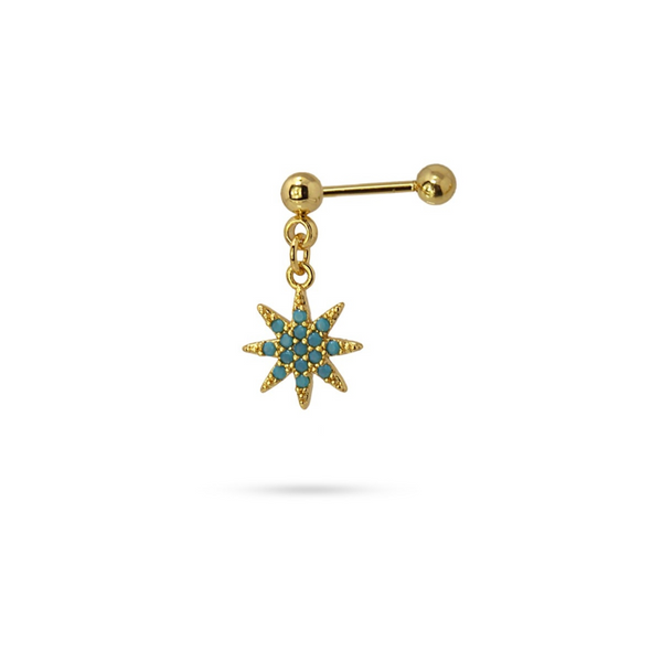 Gold Star Dangle Ball Back Stud Earrings | Anartxy