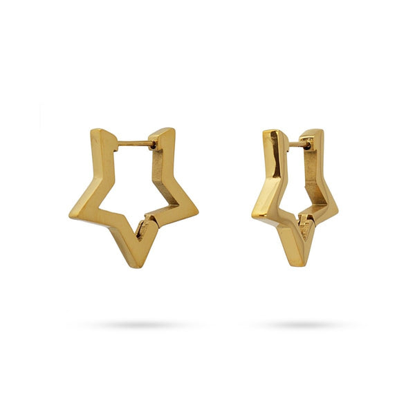Gold Star Shaped Hoop Earrings | Anartxy