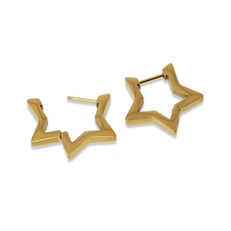Gold Star Shaped Hoop Earrings | Anartxy