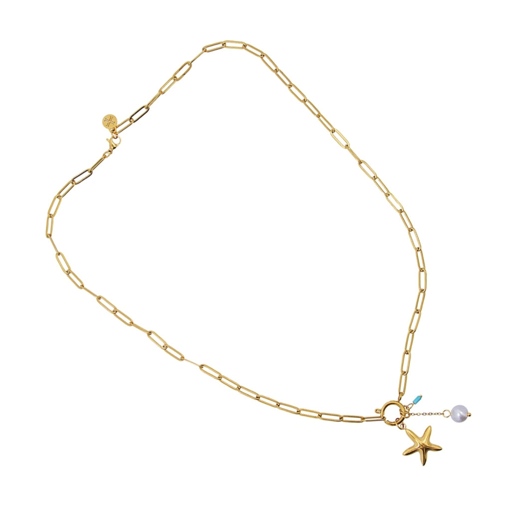 Gold Starfish & Pearl Necklace | Anartxy