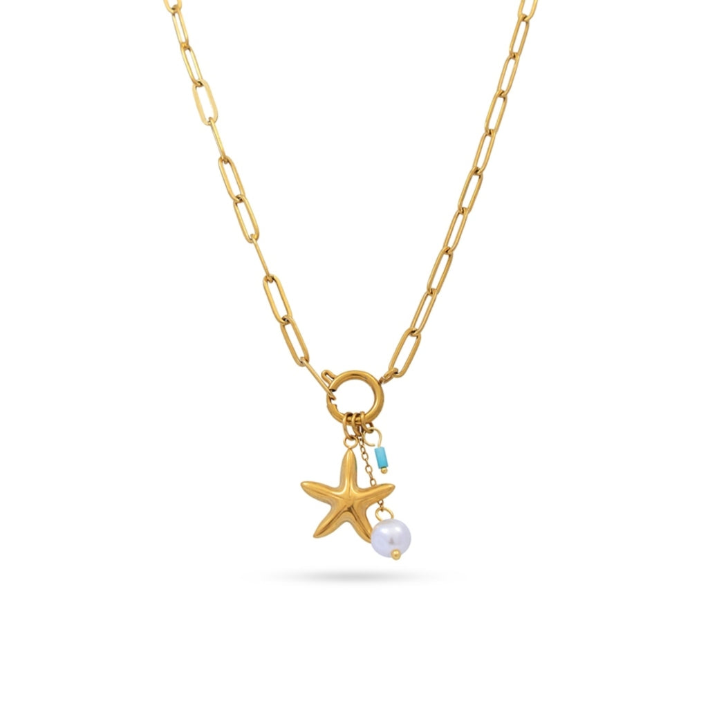 Gold Starfish & Pearl Necklace | Anartxy