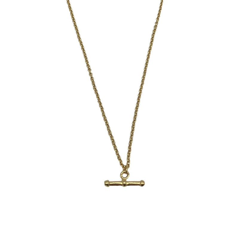 Gold T-Bar Necklace with Belcher Chain